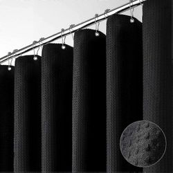 Raskas paksu kangas vohvelikuvioitu suihkuverho kylpyhuoneeseen Musta 2mx1.8m height