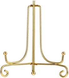 Metallinen lautasen pidike, rautateline valokuville, kirjoille tai taiteen esittelylle (kulta)