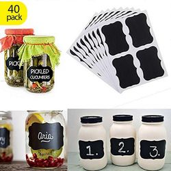 Wonderful 40kpl liitutaulun tarratarroja, vedenpitävät purkkitarrat, kuori ja tikku Mason Jars -lasipulloille, ruokakomeroille, askarteluhuoneille ...