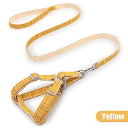 Justerbar Vest Krave Nylon Pet Hund Bly Snor, 120x2.0cm gul farve