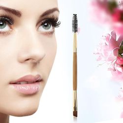 Nylon Makeup Brush Bambus Håndtag Dobbelt øjenbryn Shape Justering Tool