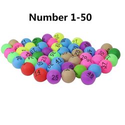 Fornnerg 50kpl numero 1-200 Valikoima värejä Lucky Dip Gaming arpajaiset Pingispallot 1-50