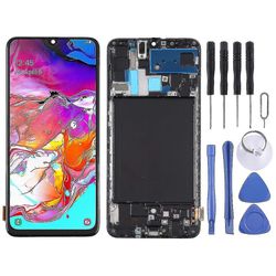 Tft LCD-skjerm for Samsung Galaxy A70 Digitizer Full montering med ramme, som ikke støtter fingeravtrykkidentifikasjon (svart)