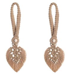 2 kpl boheemeja verhonpitimiä, verhonpitimiä säädettävällä luonnonvärisellä puuhelmellä, sisä- ja ulkotiloihin Ruskea