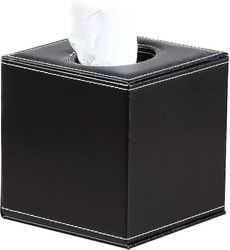 Hoshino Tissue Box Cover-Stilig Leather Black Square Serviettholder Pumpepapir Case Dispenser