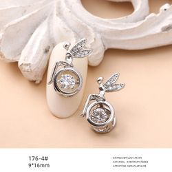 Zircon smykker Smart Elf vil flytte Fortune Cat Beat Heart Bear Nail Dekoration sølv 1764 Smart elf