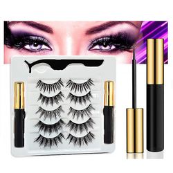 Zhuopai Magnetisk eyeliner og øjenvipper sæt&5 par falske øjenvipper & let at bære sort 5*5*5cm