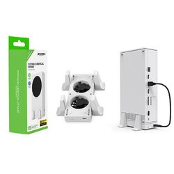 Gangxun Køleventilatorstativ til Xbox Series S-konsol, Arvin Vertical Stand Dual Purpose Cooling Dock med 2 Fast Cooler System, 3 Level Adjustable ...