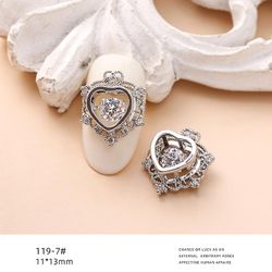 Zircon smykker Smart Elf vil flytte Fortune Cat Beat Heart Bear Nail Dekoration sølv 1197 beating heart