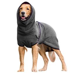 Mikasa Pet Hund Tøj Håndklæde Tørring Bathrobe Coat Hund Varmt tøj Mørk grå 5XL