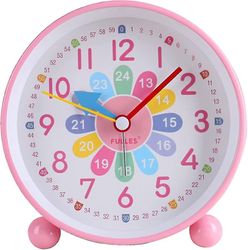 Kinderwecker Digital, Kinderwecker Ohne Ticken, Lernwecker Lernuhr Weckuhr Kinderuhr Lautloser Snooze Analog Wecker, (pink)