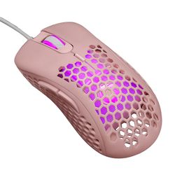 Udhulet bikage Gaming Mouse Optisk sensor 6400 dpi farverige RGB baggrundsbelyste lys kablede mus Pink