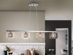 Schuller Lighting Lios 4 Lys Krystal Bar Loft Vedhæng Krom, kobber, G9