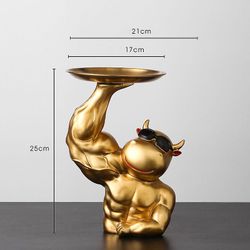 Fantasia Creative Kirin Arm Muskel Cow Bakke Ornamenter Entry Key Opbevaring Desktop Tea Table Living Room Bløde dekorationer Golden