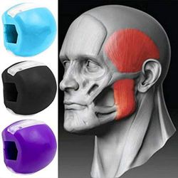 Jawline Exerciser til mænd og kvinder, Silikone Jaw Exerciser Double Chin Eliminator Ansigtsløftning Hudgran sort-blå-lilla