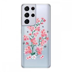Crazy Kase Hull Til Samsung Galaxy S21 Ultra 5g I Silikone Soft 1 Mm, Sakura Blomster