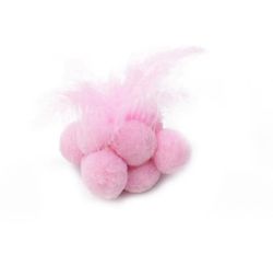 Handuo Kat Legetøj Fjer Plys Bell Candy Color Funny Cat Ball Bite Resistent Pink