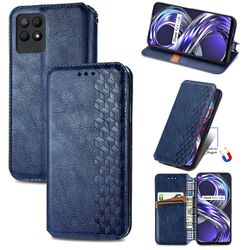 Kompatibel med Realme 8i Flip Case Etui Vintage Wallet Flip Cover med magnetisk lukning Coque - Blå
