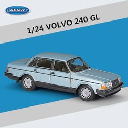 1:24 VOLVO 240 GL Alloy Classic Car Model Painevalut Metalli Leluajoneuvot Automalli Simulation Collection Lasten lelut Lahjat Leluautot Sininen