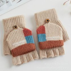 Vinter nye drenge og piger børn skrive cute dinosaur varm clamshell handsker Grå m