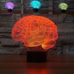 Ubiuo 3d Brain Abstract Night Light Touch Switch Bord Skrivebord Optisk Illusjon Lamper 7 Color Skiftende Lys Led Table Lamp Xmas Home Love Bursdag...