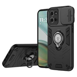 varten Motorola Moto G75 5G kotelo liuku Camshield jalusta PC + TPU puhelimen kansi - musta Monivärinen Black