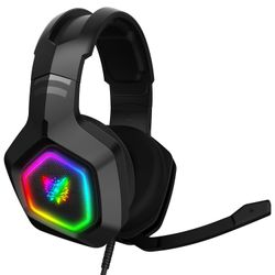 Pro stereo gaming headset kompatibel med For PS4/PS5 Xbox One/PC/Nintendo Switch, over øret hodetelefoner med støyreduserende mikrofon, rgb lys Oni...