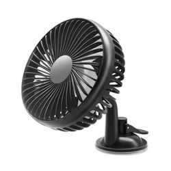 USB Bil Ventilator 360 grader Rotation Sugekop Autostol Ryg Enkelt hoved Bil Fan 12v / 24v Støjsvag 3 Trins kontrol BilVentilator