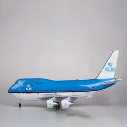Unbrand 1:130 Mittakaavan lentokonemalli Dutch Airlines 747 Lentokonemalli KLM Mallikone LED-valolla (kosketus- tai äänenohjaus) koristeluun KLM NO...