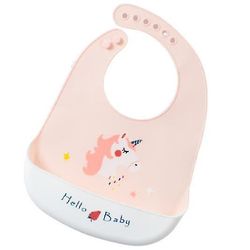 Zhuopai Baby Cute Silikone justerbar fit vandtæt hagesmæk farve4