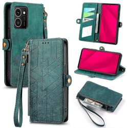 HMD Skyline vetoketjullinen lompakkokotelo geometrisilla linjoilla nahkainen puhelimen kuori Vihreä