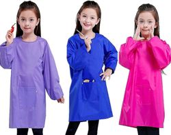 Lasten taidesmokit, lasten vedenpitävä taiteilija maalaus esiliinat, pitkähihaiset esiliinat Smocks lapsille Taaperopojat Tytöt (ruusu punainen, xxl)