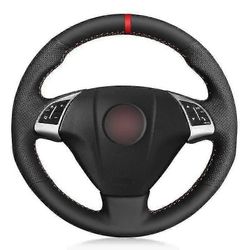 Auton ohjauspyörän suojus pehmeä musta keinonahka yhteensopiva Fiat Grande Punto Bravo Linea 2007-2019 Qubo Doblo Opel Combo