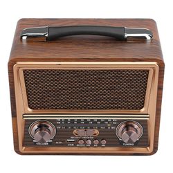 110 / 220V säädettävä FM / AM / SW-radio kannettava puinen langaton Bluetooth-kaiutin ladattava EU-pistoke