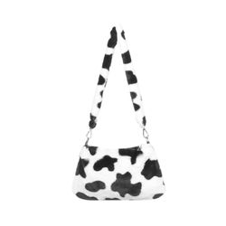 Kvinner Fash P Underarm Bag Cow P Mønster Skuldervesker Fluffy Tote Ku-mønster