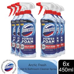 Domestos Power Foam Toalett & Badrumsrengöringsmedel Spray Arctic Färsk, 450ml, 6pk