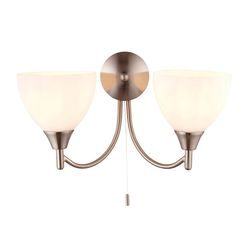 Endon Collection Lighting Alton 2 Lys indendørs væg lys Satin Krom med Matt Opal Glas, E14