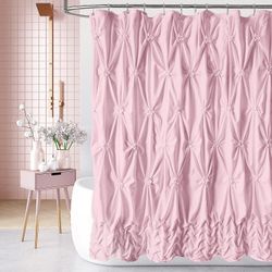 Heyone vaaleanpunainen suihkuverho ylellinen suihkuverho tyylikäs puristettu laskosten muotoilu kangas suihkuverho kylpyhuone koristeellinen suihku...
