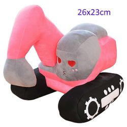 Simulaatiotraktori ja kaivinkone pehmo auto nukke pehmolelu pehmeä ajoneuvotyyny lasten luova syntymäpäivälahja vaaleanpunainen 26x23cm