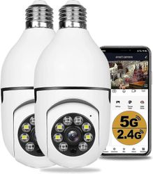 2kpl 360 asteen turvakamerat langattomasti ulkona, Wifi-lamppukamera, 1080p langattomat kamerat kodin turvallisuuteen