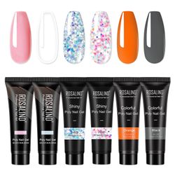 Initially Udvidelse Gel Sæt 6pcs Crystal Negle extensions neglelak 6GELSTOOL-12