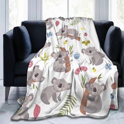 Kerota Heitä huopa Koala flanellihuopa pehmeä ja mukava yhden hengen huopa pestävä anti-pilling sohvalle makuuhuone 50"x40" 50x40in 125x100cm