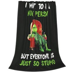 Den Grinch Blanket Soft koselige gaver julebord soverom dekor 1