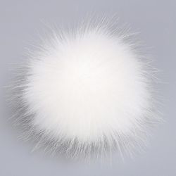 Sinknap 12cm Fake Fur Hair Fluffy Pompom Ball Vedhæng Hat Taske Sko DIY Tilbehør Hvid