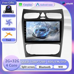 Bicaco Androidfor Mercedes Benz C-klasse W203 C200 C320 C350 Clk W209 2002 - 2005 Navigasjon Gps Radio Autoradio Videp Player Multimedia 2G 32G CAM