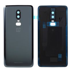 For OnePlus 6 OEM batterideksel reparasjon del + kameralinsedeksel Svart Style B OnePlus 6