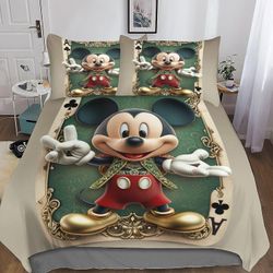 DSJackson Mikki Hiiri3D Tulosta pussilakanasetti piilotetulla vetoketjusulkimella - mikrokuituinen vuodevaatesetti tyynyliinoilla, sarjakuvapeitto/...