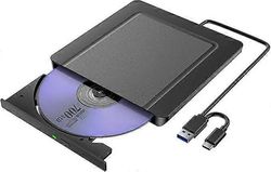 Ulkoinen CD-DVD-asema, erittäin ohut CD-DVD-poltin Ulkoinen asema USB 3.0:lla ja USB-C:llä, kannettava CD/DVD/-RW/ROM-asema PC:lle/kannettavalle ti...