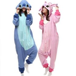 Stitch Pyjamas Anime Tegneserie Sleepwear Antrekk Jumpsuit blå L