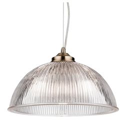 Firstlight Lighting Ashford 1 lysloft vedhæng Antik messing med klart ribbet glas, E27